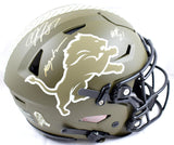 Calvin Johnson Autographed Detroit Lions F/S Salute to Service Speed Flex Helmet w/HOF Megatron-Beckett W Hologram *Gold Image 1