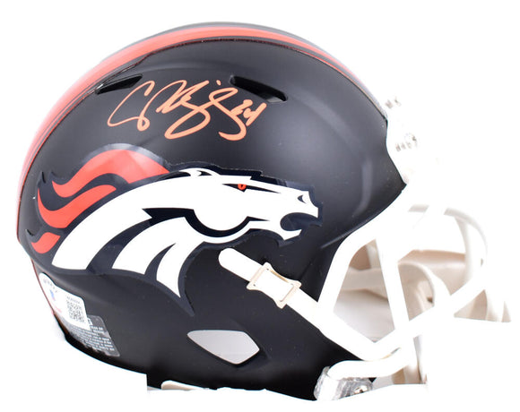 Champ Bailey Signed Broncos Flat Black Speed Mini Helmet - Beckett W Hologram *Orange Image 1