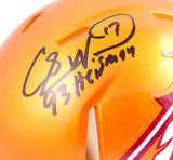 Charlie Ward Autographed Florida State Seminoles Flash Speed Mini Helmet w/93 Heisman-Beckett W Hologram *Black Image 2