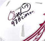 Charlie Ward Autographed Florida State White Speed Mini Helmet w/93 Heisman-Beckett W Hologram *Black Image 2