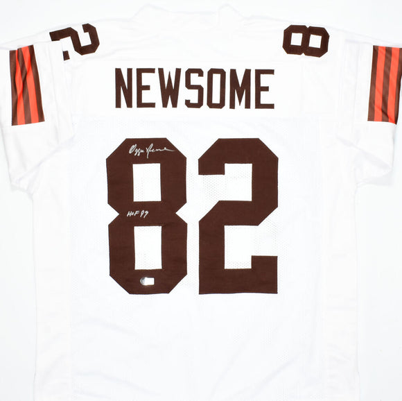 Ozzie Newsome Autographed White Pro Style Jersey w/ HOF-Beckett W Hologram *Silver *8 Image 1