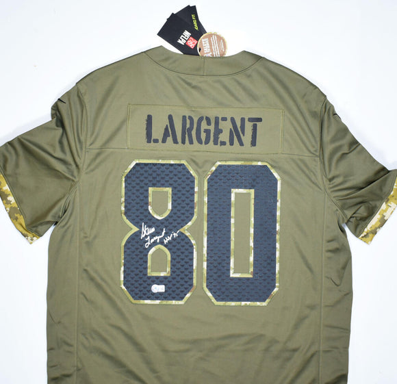 Steve Largent Seattle Seahawks Autographed Salute To Service Limited Player Jersey w/HOF-Beckett W Hologram *Silver Image 1