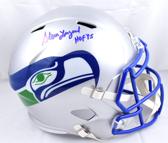 Steve Largent Autographed Seattle Seahawks F/S 83-01 Speed Helmet w/HOF - Beckett W Hologram *Blue Image 1