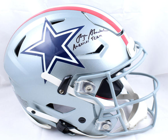 Roger Staubach Autographed Dallas Cowboys F/S 1976 Speed Flex Helmet w/America's Team- Beckett W Hologram *Black Image 1