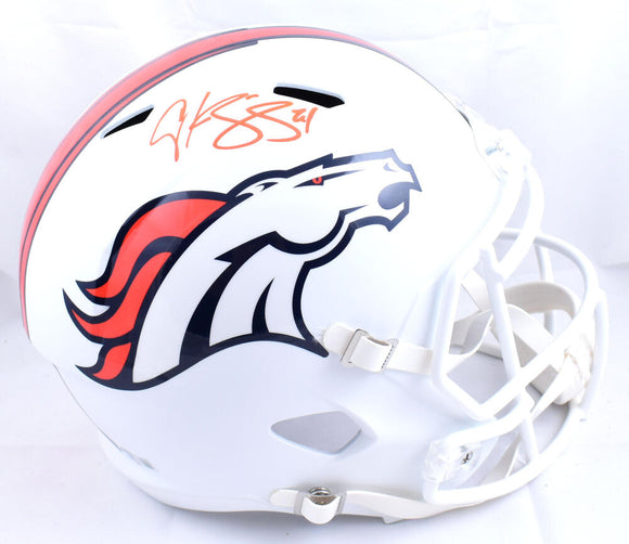 Champ Bailey Autographed Denver Broncos F/S Flat White Speed Helmet- Beckett W Hologram *Orange Image 1