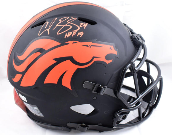 Champ Bailey Autographed Denver Broncos F/S Eclipse Speed Authentic Helmet w/HOF - Beckett W Hologram *Orange Image 1