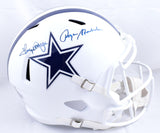 Roger Staubach Tony Dorsett Signed Cowboys F/S Alternate 2022 Speed Helmet- Beckett W Hologram *Blue Image 1