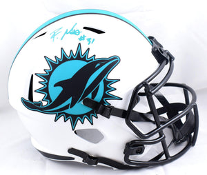 Raheem Mostert Autographed Miami Dolphins F/S Lunar Speed Helmet-Beckett W Hologram *Teal Image 1