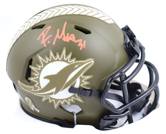 Raheem Mostert Autographed Miami Dolphins Salute to Service Speed Mini Helmet-Beckett W Hologram *Orange Image 1