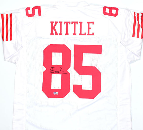 George Kittle Autographed White Pro Style Jersey-Beckett W Hologram *Black Image 1