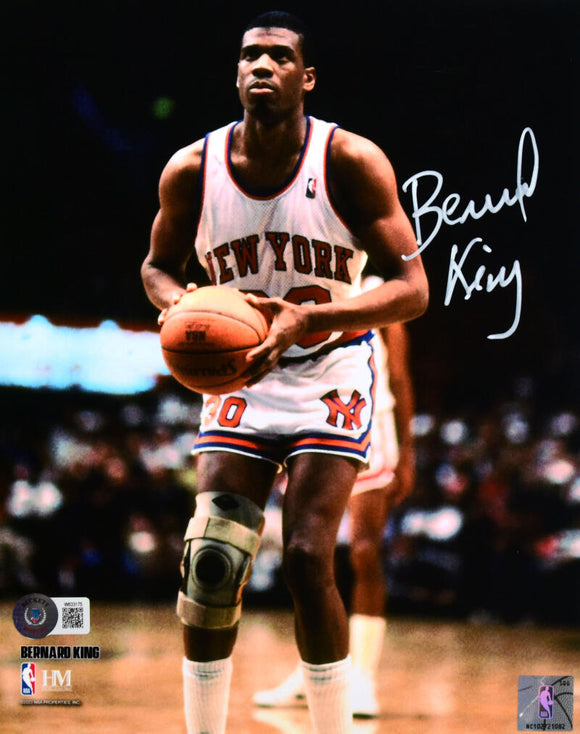 Bernard King Autographed New York Knicks 8x10 Free Throw Photo - Beckett W Hologram *White Image 1