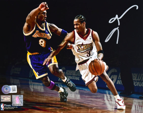Allen Iverson Autographed Philadelphia 76ers 8x10 Spotlight v. Kobe Photo-Beckett W Hologram *Silver Image 1