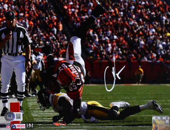 Chad Johnson Autographed Cincinnati Bengals 8x10 Tackled Photo- Beckett W Hologram *White Image 1