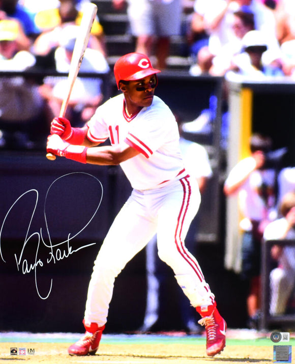 Barry Larkin Autographed Cincinnati Reds 16x20 Batting Photo- Beckett W Hologram *White Image 1