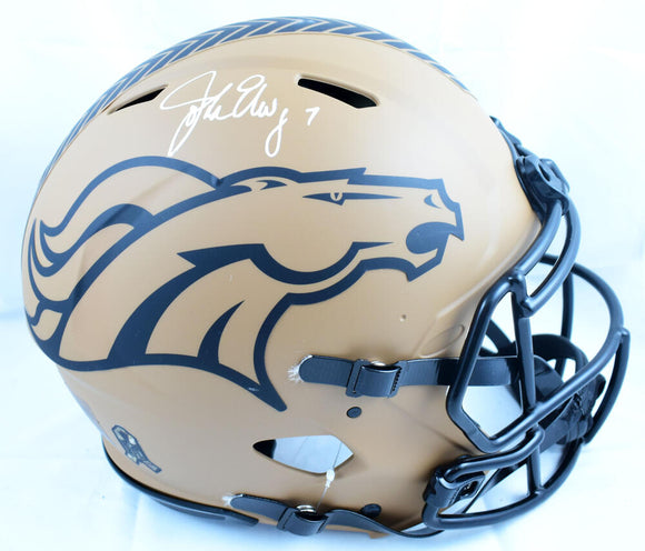 John Elway Autographed Denver Broncos F/S Salute to Service 2023 Speed Authentic Helmet-Beckett W Hologram *White Image 1