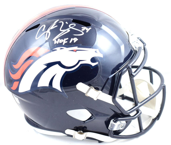Champ Bailey Autographed Denver Broncos F/S Speed Helmet w/HOF - Beckett W Hologram *Silver Image 1