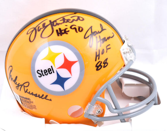 Ham Lambert Russell Autographed Pittsburgh Steelers 62 Mini Helmet-Beckett W Hologram *Black Image 1