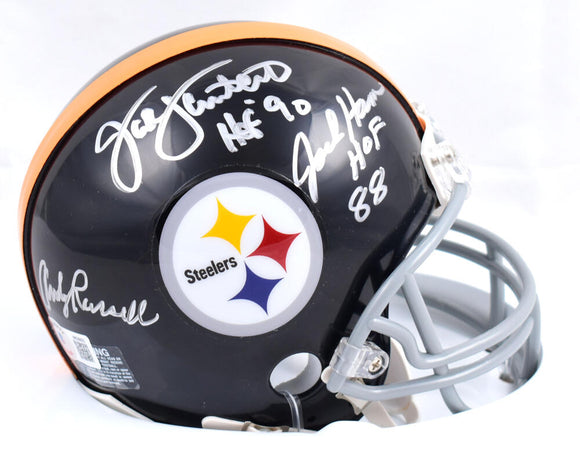 Ham Lambert Russell Autographed Pittsburgh Steelers 63-76 Mini Helmet-Beckett W Hologram *Silver Image 1