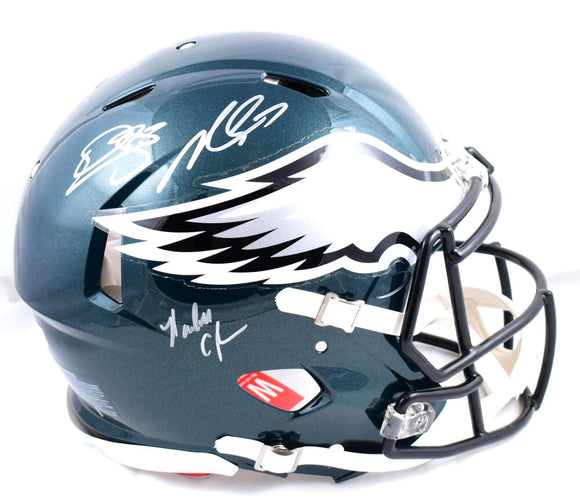 McNabb Cunningham Vick Autographed Eagles F/S Speed Authentic Helmet-Beckett W Hologram *Silver Image 1
