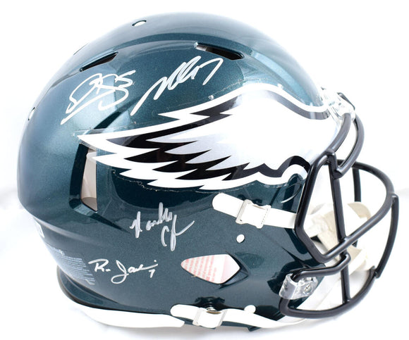 McNabb Cunningham Vick Jaworski Signed Eagles F/S Speed Authentic Helmet-Beckett W Hologram *Silver Image 1