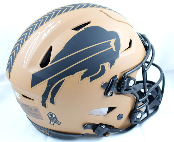 Josh Allen Autographed Buffalo Bills F/S Salute to Service 2023 Speed Flex Authentic Helmet-Beckett W Hologram *White Image 1