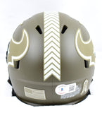 Jalen Pitre Autographed Houston Texans Salute to Service Speed Mini Helmet-Beckett W Hologram *White Image 3