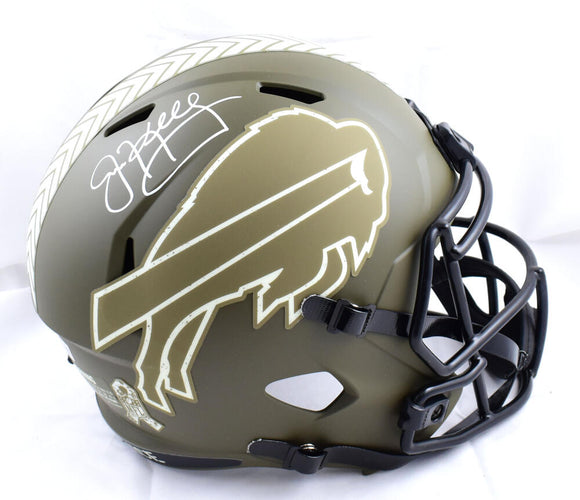 Jim Kelly Autographed Buffalo Bills F/S Salute to Service Speed Helmet-Beckett W Hologram *White Image 1