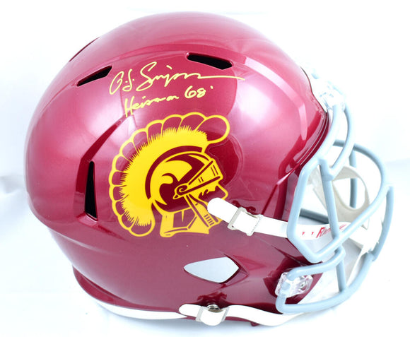OJ Simpson Autographed USC Trojans F/S Speed Helmet w/ Heisman - JSA W *Yellow Image 1