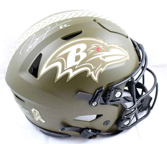 Ray Lewis Autographed Baltimore Ravens F/S Salute to Service Speed Flex Helmet- Beckett W Hologram *White Image 1