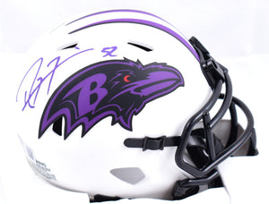 Ray Lewis Autographed Baltimore Ravens Lunar Speed Mini Helmet - Beckett W Hologram *Purple Image 1