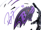 Ray Lewis Autographed Baltimore Ravens Lunar Speed Mini Helmet - Beckett W Hologram *Purple Image 2