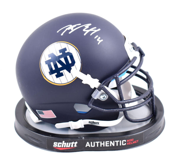 Kyle Hamilton Autographed Notre Dame Schutt Blue Mini Helmet-Beckett W Hologram *White Image 1