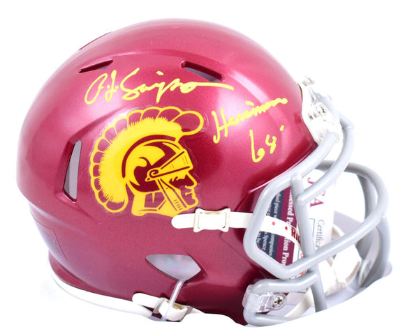 O.J. Simpson Autographed USC Trojans Speed Mini Helmet w/Heisman 68- JSA W *Yellow Image 1
