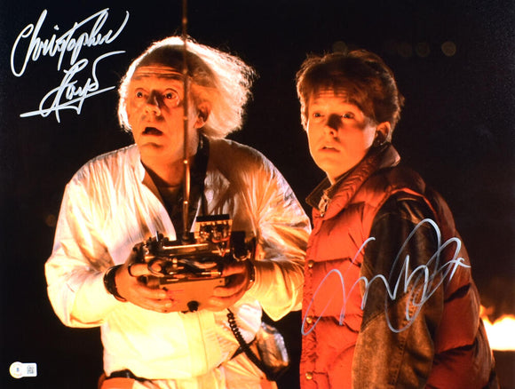 Christopher Lloyd Michael J. Fox Signed Back to the Future 16x20 Remote Photo- Beckett W Hologram *Silver Image 1