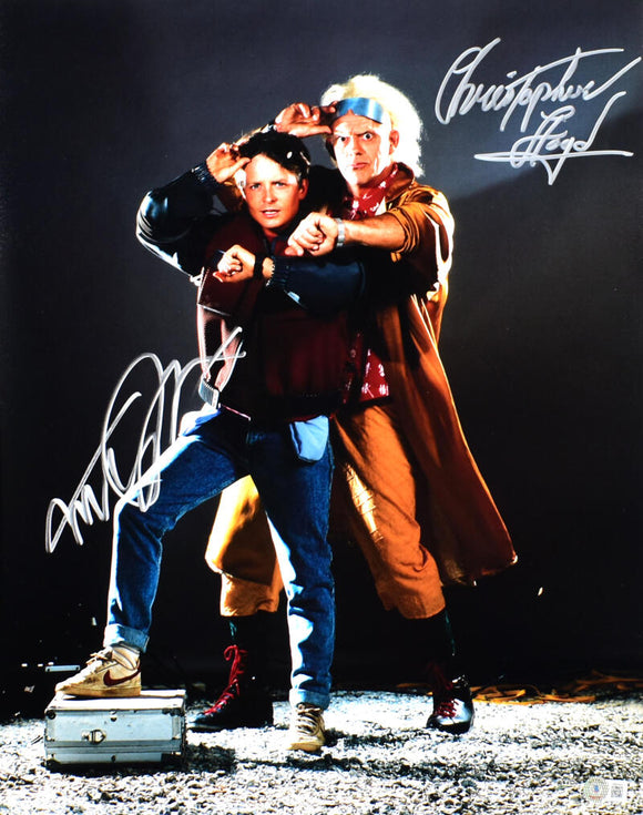 Christopher Lloyd Michael J. Fox Signed Back to the Future 16x20 Pose Photo- Beckett W Hologram *Silver Image 1