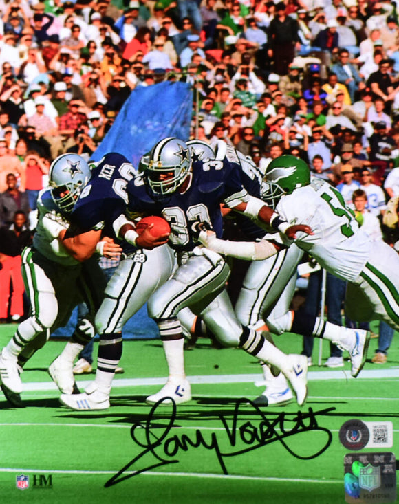 Tony Dorsett Autographed Dallas Cowboys 8x10 Running V. Eagles Photo-Beckett W Hologram *Black Image 1