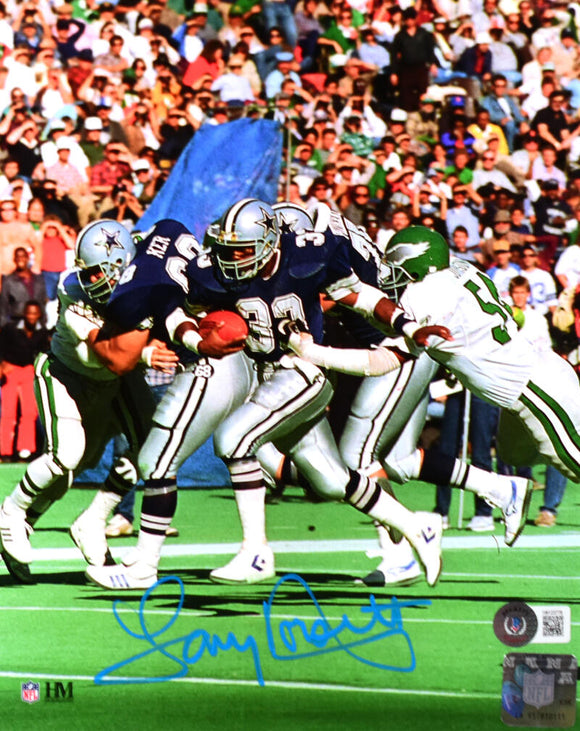 Tony Dorsett Autographed Dallas Cowboys 8x10 Running V. Eagles Photo-Beckett W Hologram *Light Blue Image 1