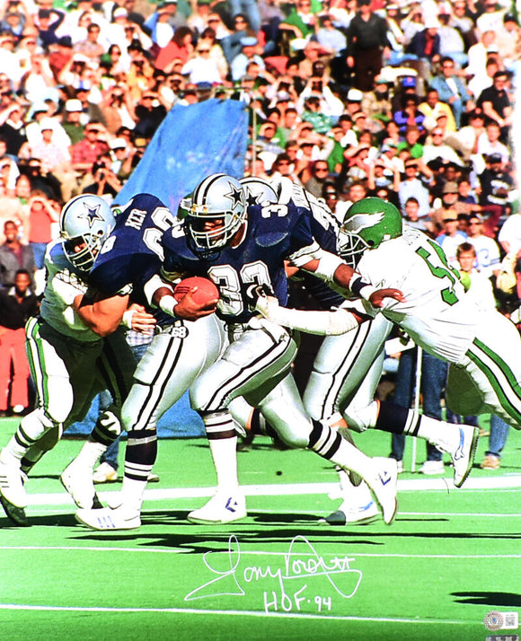 Tony Dorsett Autographed Dallas Cowboys 16x20 Vs. Eagles Photo w/HOF- Beckett W Hologram *White Image 1