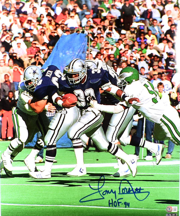 Tony Dorsett Autographed Dallas Cowboys 16x20 Vs. Eagles Photo w/HOF- Beckett W Hologram *Blue Image 1