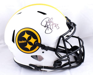 Troy Polamalu Autographed F/S Pittsburgh Steelers Lunar Speed Authentic Helmet-Beckett W Hologram *Black *Smeared Image 1