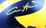 Aidan Hutchinson Autographed Michigan Wolverines F/S Speed Authentic Helmet- Beckett W Hologram *Yellow *Damaged  Image 2