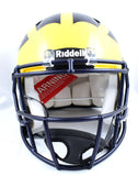 Aidan Hutchinson Autographed Michigan Wolverines F/S Speed Authentic Helmet- Beckett W Hologram *Yellow *Damaged  Image 4