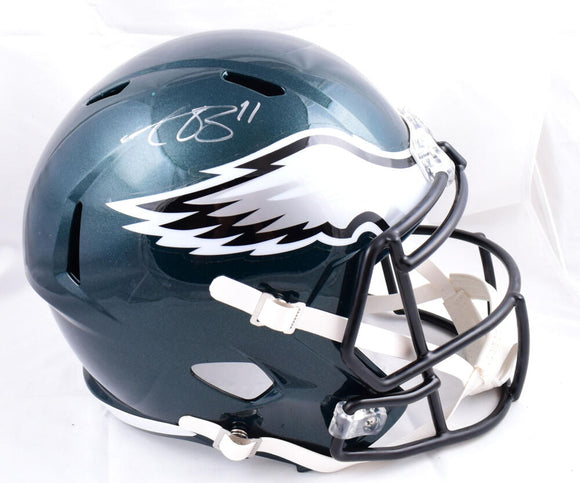 A.J. Brown Autographed Philadelphia Eagles F/S Speed Helmet-Beckett W Hologram *Silver *Damaged Image 1