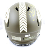 Kurt Warner Autographed F/S Rams Salute to Service Speed Helmet w/HOF, SB MVP -Beckett W Hologram *Yellow Image 3