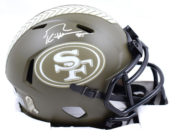 George Kittle Autographed San Francisco 49ers Salute to Service Speed Mini Helmet- Beckett W Hologram *White Image 1