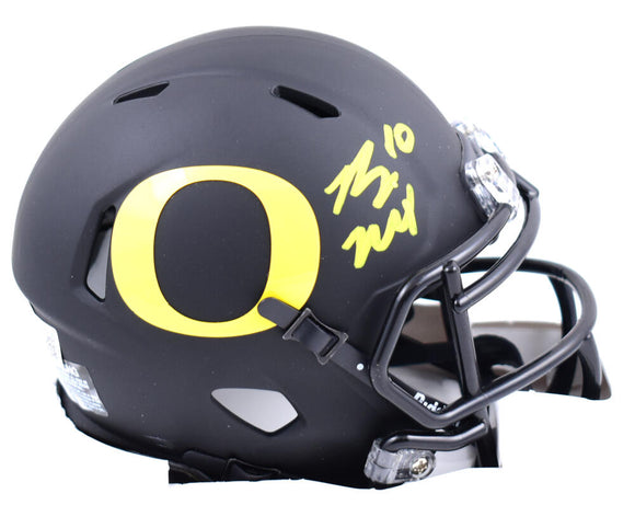Bo Nix Autographed Oregon Ducks Black Speed Mini Helmet- Beckett W Hologram *Yellow Image 1