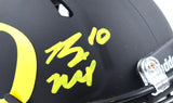 Bo Nix Autographed Oregon Ducks Black Speed Mini Helmet- Beckett W Hologram *Yellow Image 2