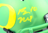 Bo Nix Autographed Oregon Ducks Speed Apple Green Mini Helmet- Beckett W Hologram *Yellow Image 2