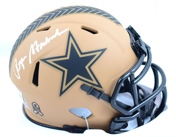 Roger Staubach Autographed Cowboys Salute to Service 2023 Speed Mini Helmet-Beckett W Hologram *White Image 1