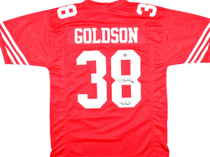 Dashon Goldson Autographed Red Pro Style Jersey w/ The Hawk - Beckett Hologram *Black Image 1